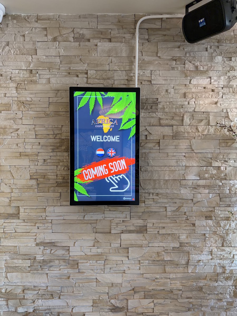 Info touch display bij Coffeeshop Africa