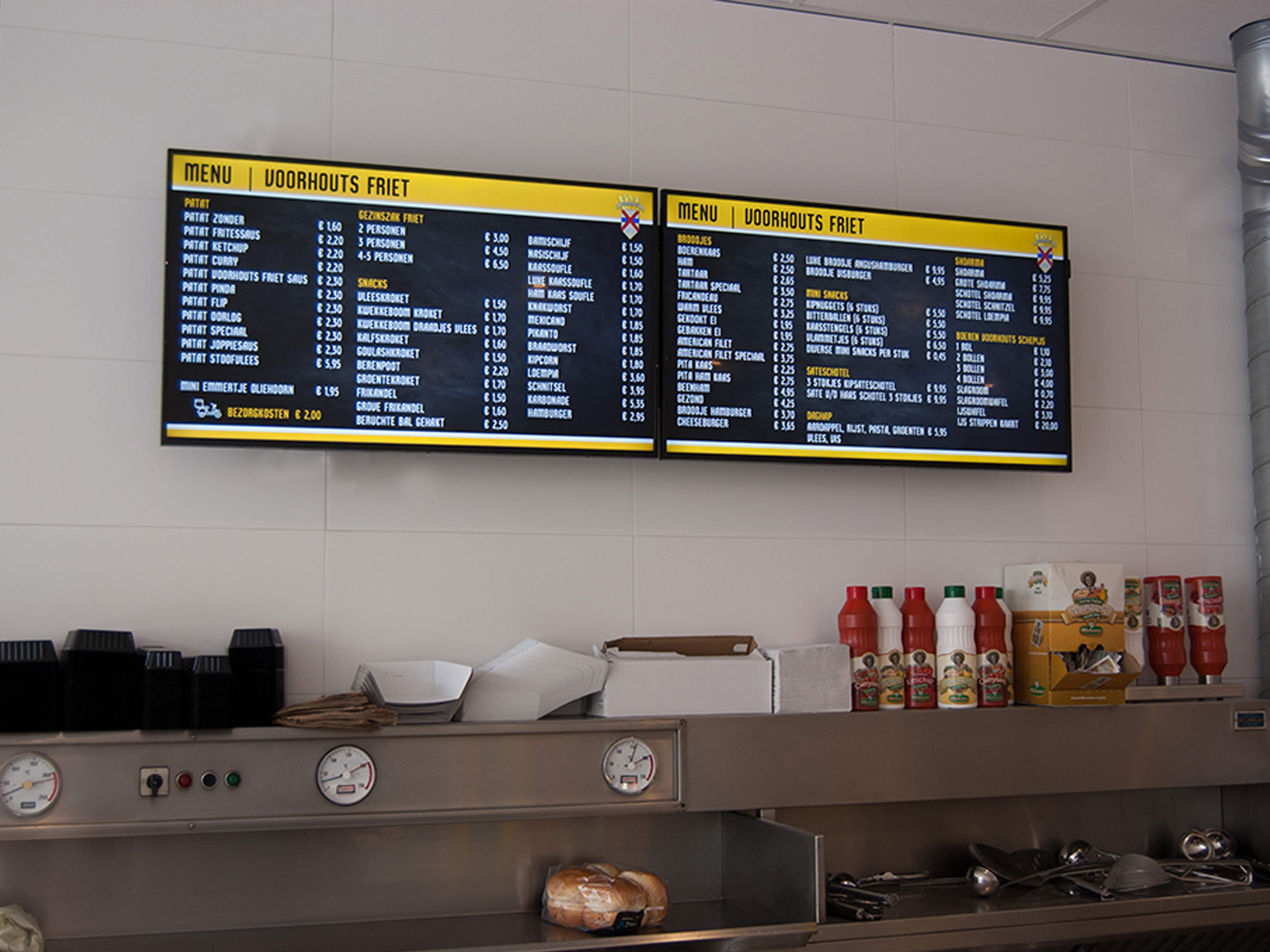 Digitaal menubord bij Voorhoutse Friet