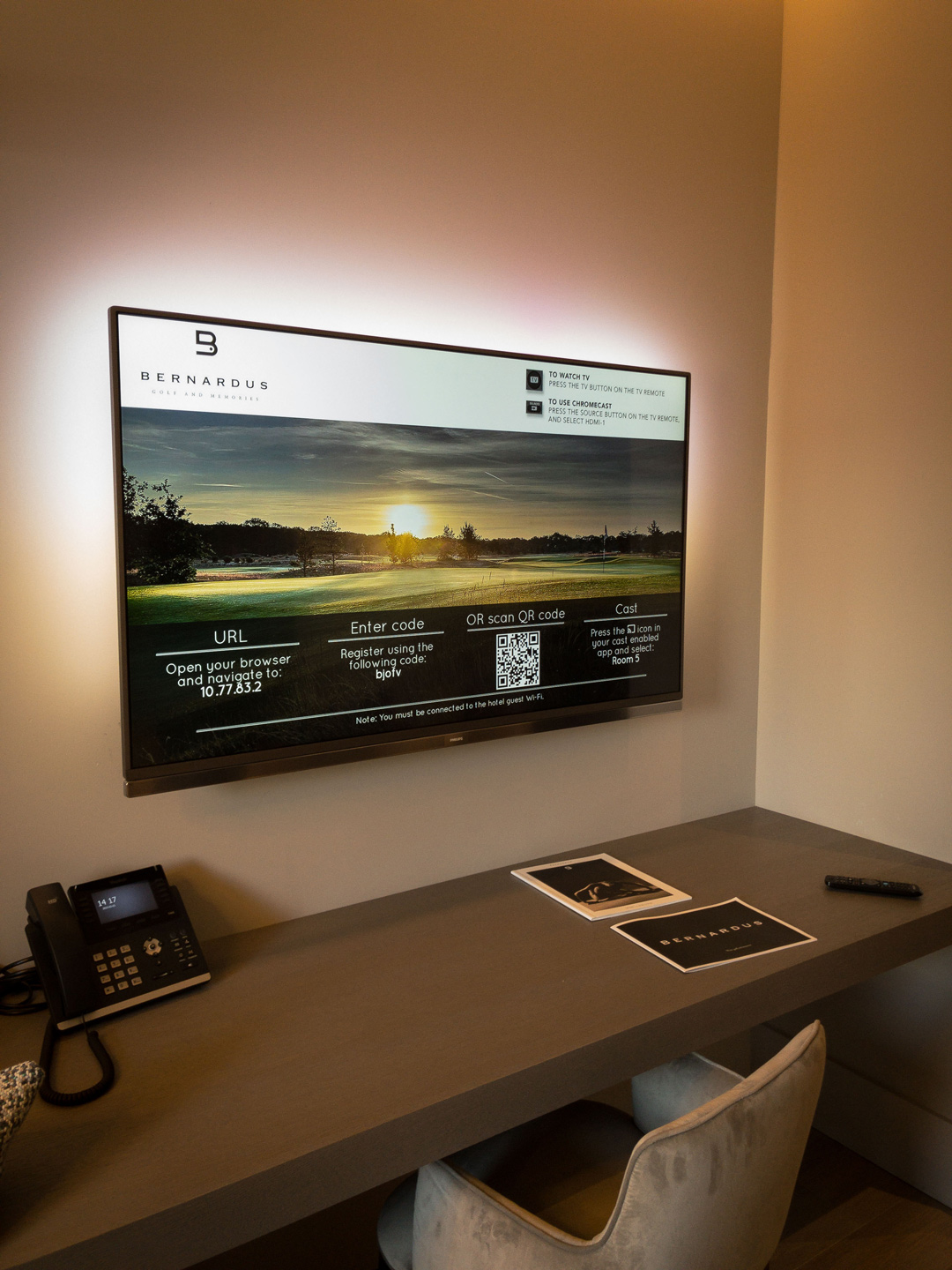 Hospitality TV met castscherm bij Bernardus Lodge